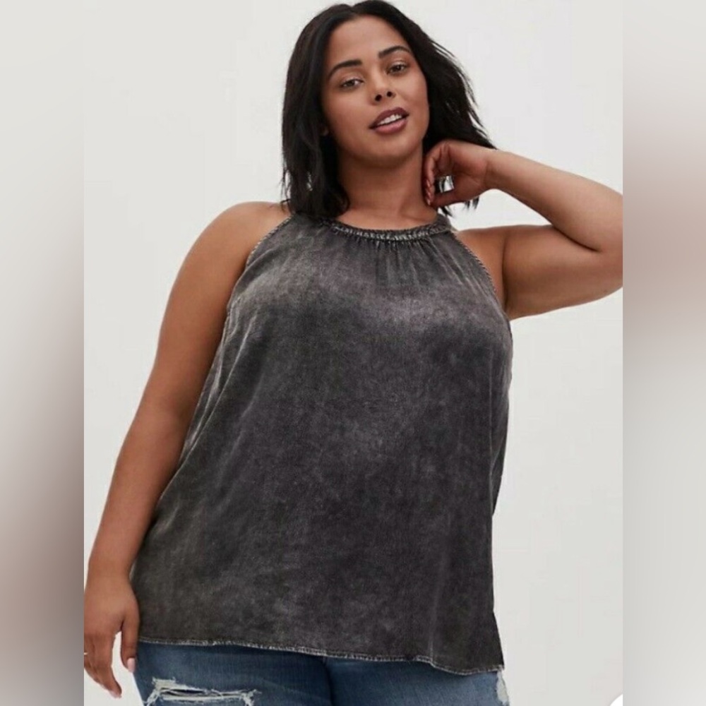 Torrid Women’s 2 (2X) Plus Size Satin Charmeuse Goddess Tank Top in Burnout Gray
